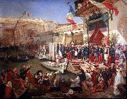 Ernest Francis Vacherot Arrival of Marshal Randon in Algiers in 1857. oil painting on canvas
